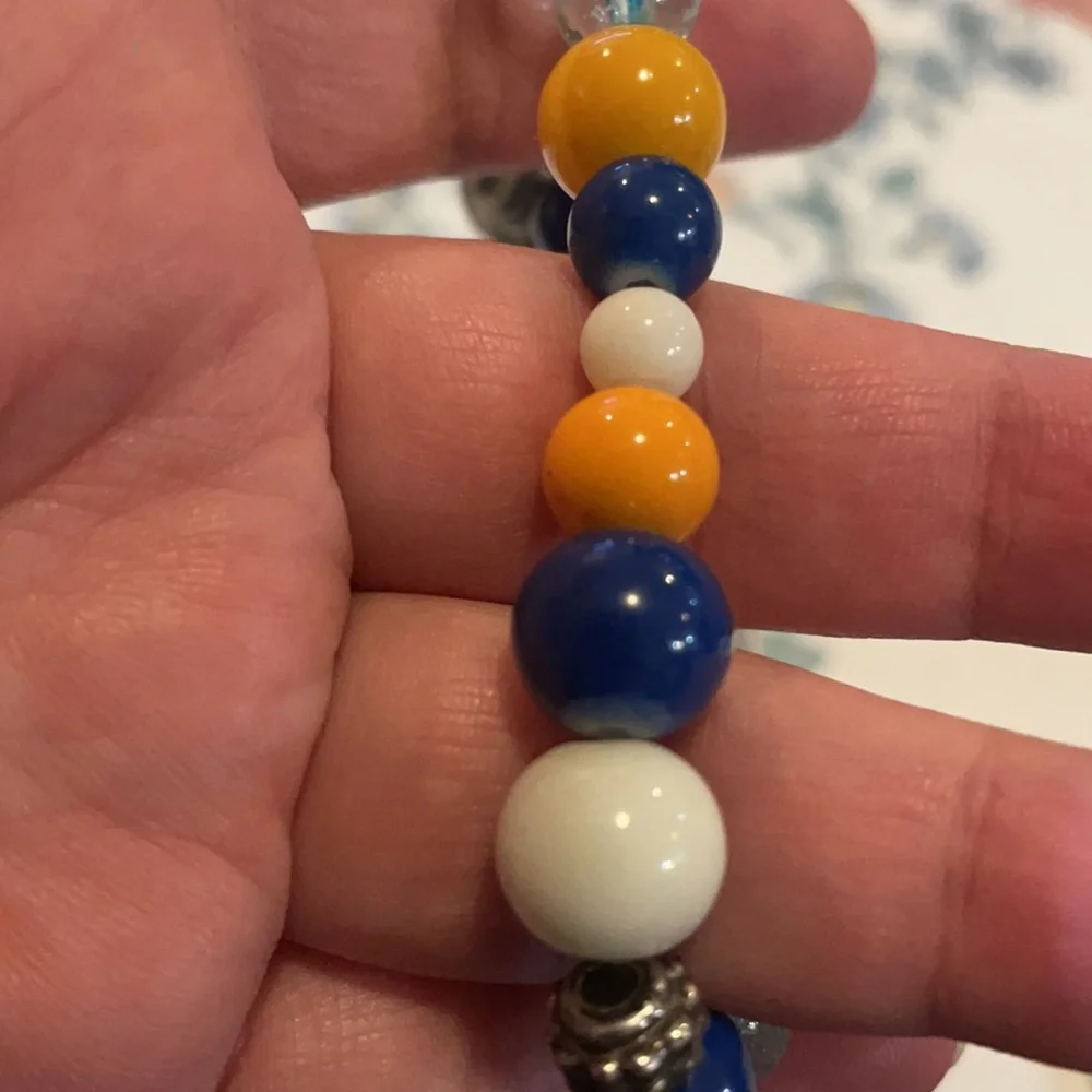 - New Hand made beaded infant of Prague silver pendant bracelet